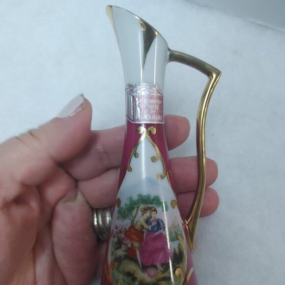 Vintage Limoges Porcelain Vases Burgundy Circa 1970's La Reine Hand Painted gift - Picture 7 of 9